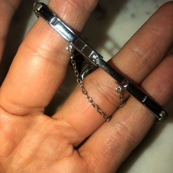 1950s Art Deco Style Sterling Silver Marcasite Ricoh Watch 6.1” - 6.7” Stretch - Picture 8 of 15